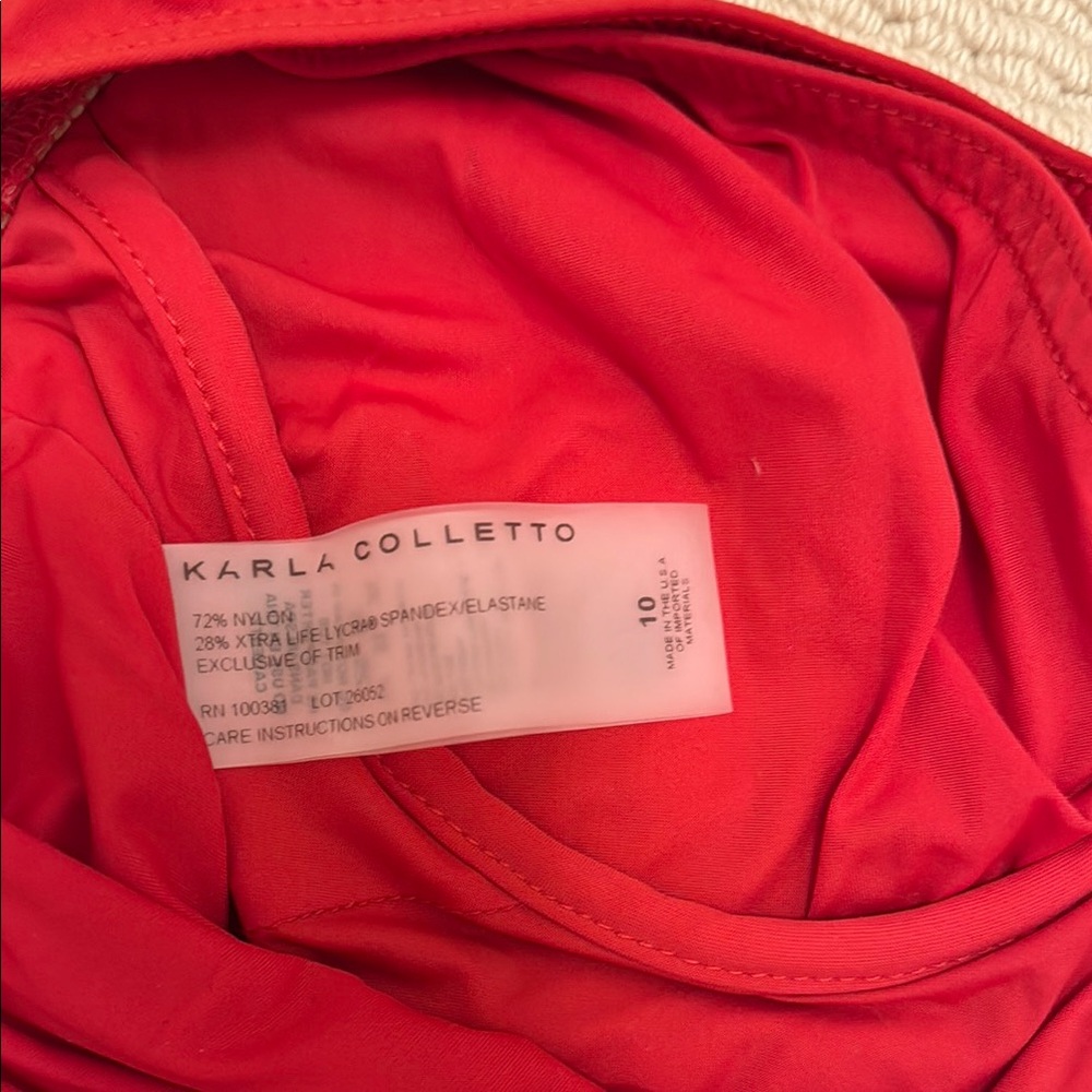 Red Ruched One-Piece Swimsuit - Picture 2 of 5